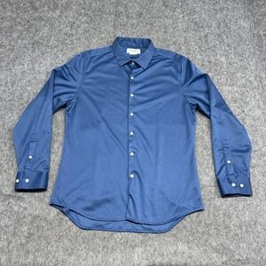 Ministry of Supply Dress Shirt Mens XL Slim Blue Long Sleeve Outlast Performance